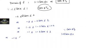 The range of f(x)=1/1-2cosx is ? RD Sharma class 11 Functions MCQ