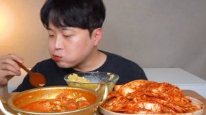 [와차밥] 햄치즈 순두부찌개 간장계란밥 갓담근 김치 요리 먹방   Kimchi & Sausage Sundubu-jjigae ASMR MUKBANG EATING SHOW