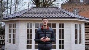 Обзор проекта беседки "Англия". Спортзал в беседке с печкой.