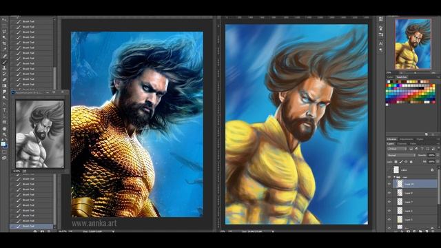 Photoshop painting: Aquaman fan art (5 min) смотреть онлайн