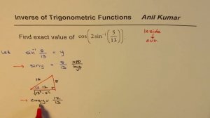 Evaluate Trigonometric Inverse function cos 2 sin inverse x Composite Trig Functions