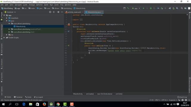 ANDROID STUDIO - ALERT DIALOG смотреть онлайн