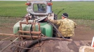 Опрыскивание озимой пшеницы по листу 2-мя препаратами (Балерина" "Гумат калия).