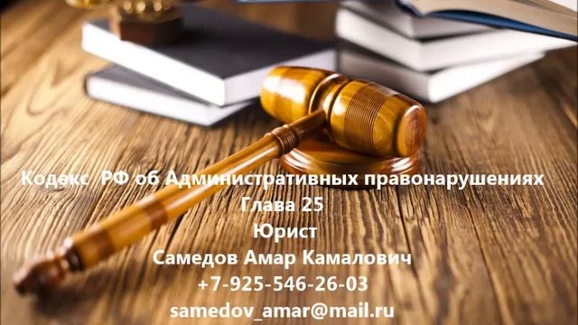 Кодекс  РФ об Административных правонарушениях   Глава 25