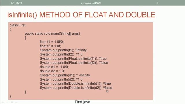 Wrapper Classes in Java | #48 | isInfinite() Methods of Float and Double Wrapper Classes in Java