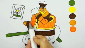 Раскраска, дедушка Шер, учим цвета, Лунтик. Coloring pages for children.