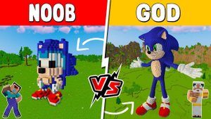 NOOB vs GOD: SONIC STATUE HOUSE BEST BUILD CHALLENGE in Minecraft