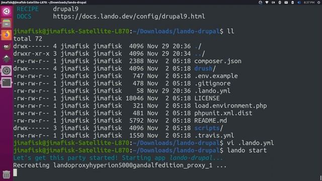 Install Drupal 9 with Lando