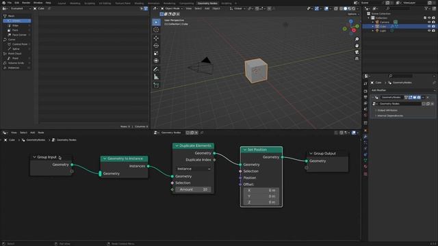 The very basics of the duplicate elements node (Geometry nodes, Blender)