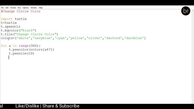 Python Turtle - Automatic color change of Circle | Automatic Fill Color in Circle By #BKTutorial