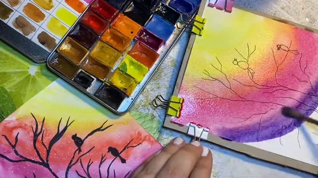 Мастер-класс «Закат и птицы» смотреть онлайн