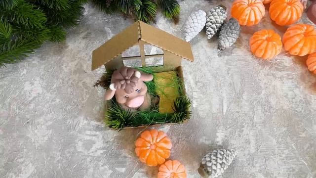 Новогодняя композиция из мыла с Бычком и мандаринами. Мыловарение. 3D мыло.