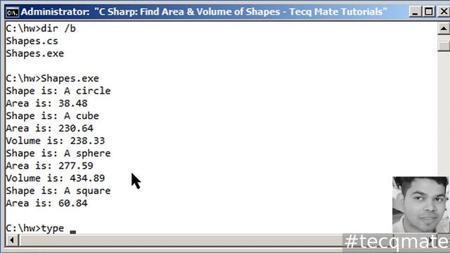 ✔ C Sharp ⚡ How to find area & volume of different shapes with C#? ? Tecq Mate Tutorials ✌