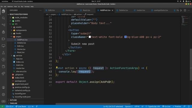 React Router Dom Actions