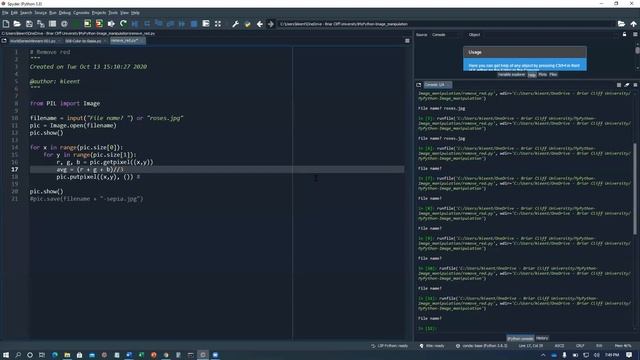 Python images: color negatives, converting color to sepia