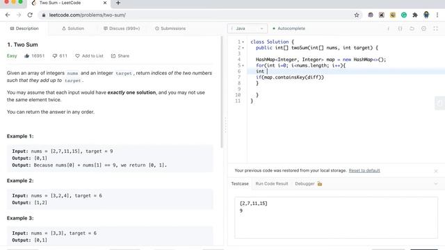 Two Sum Java Solution with Time and Space Complexity