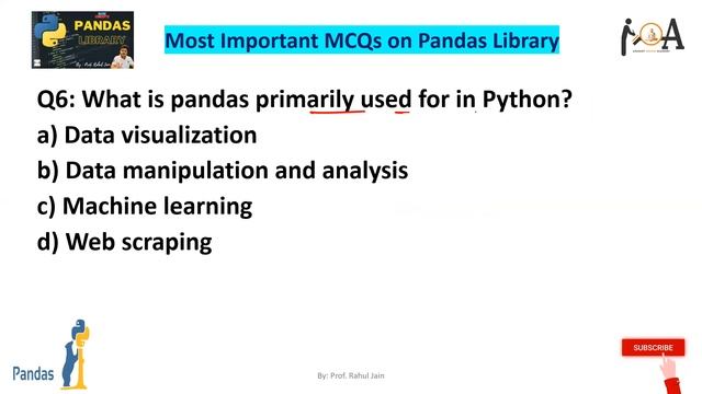 Pandas Library MCQs | Learn Python Programming Step by Step | Python Libraries MCQs