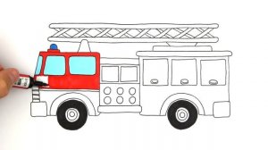 How to Draw a Fire Truck for Kids - Coloring Page for Kids