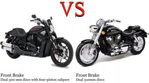 Harley Davidson V Rod vs Honda VTX 1800 Test specification comparison