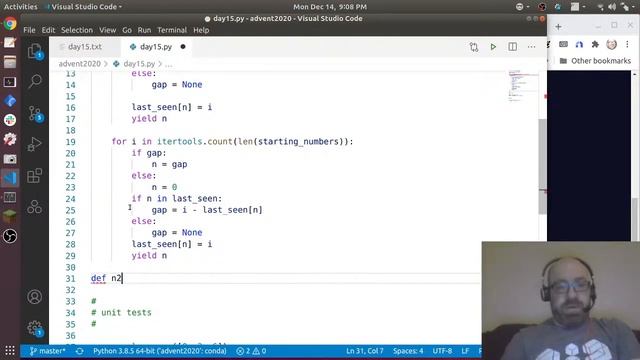 Joel Grus - Advent of Livecoding 2020 - Day 15 смотреть онлайн