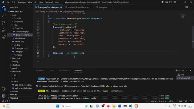 Laravel Tutorial 4 - Create Employee CRUD Web App in PHP Laravel 10 with MySQL Database