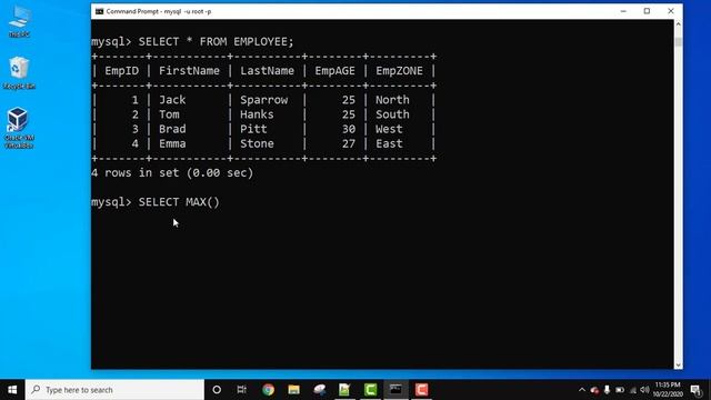 MySQL MAX() function