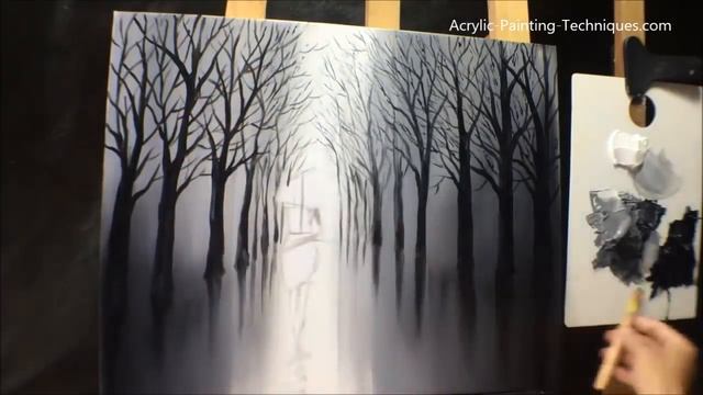 Lady with Black Umbrella Acrylic Painting смотреть онлайн