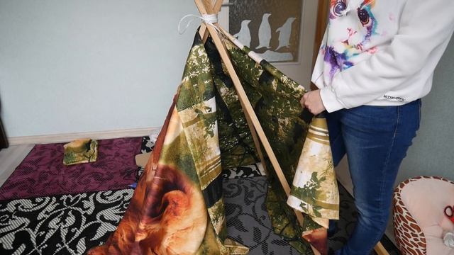 Вигвам для ребенка за 20 минут! Строим домик из подручных материалов для малыша смотреть онлайн