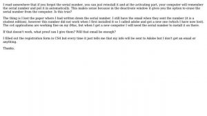 Adobe CS4: will computer remember serial number?