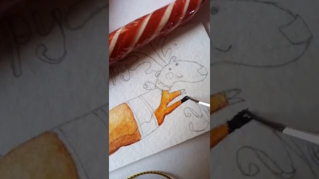 Рисуем акварелью рождественского оленя Рудольфа? смотреть онлайн