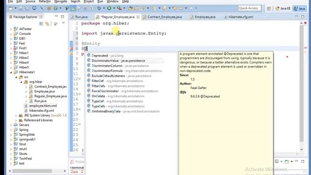 Hibernate Table Per Heirarchy class Inheritance mapping using Annotation Tutorial 24