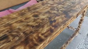 Садовый стол в стиле Лофт. своими руками. Покрытие маслом.