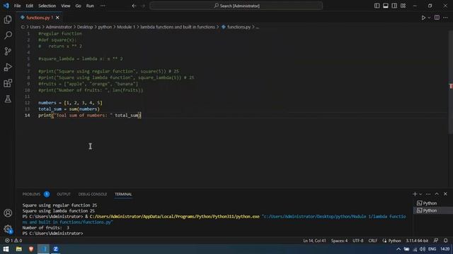 Lambda functions and built in functions in python