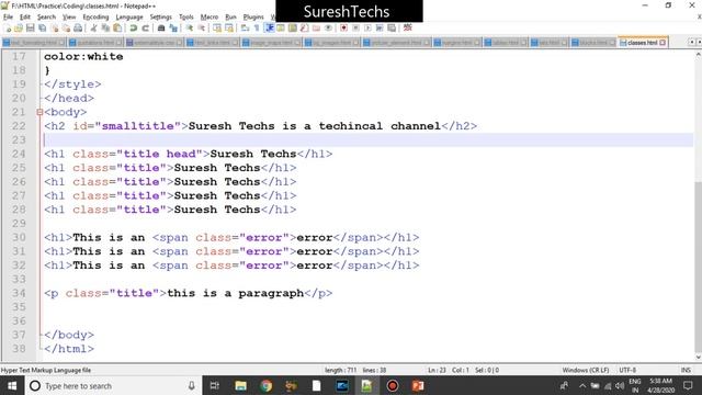 HTML Crash Course For Absolute Beginners | HTML - ID Attribute | Part 23 | Suresh Techs