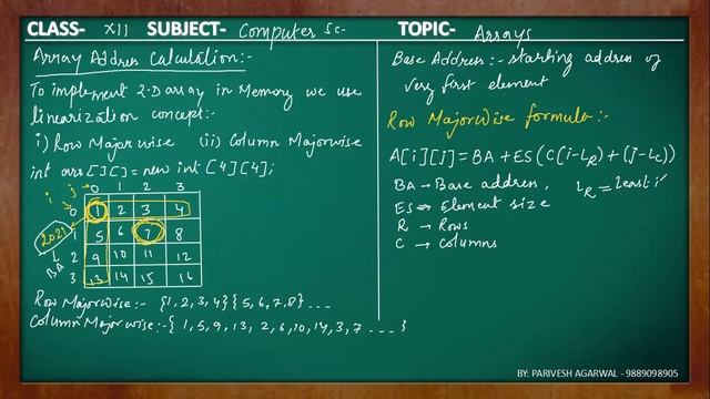 ARRAY ADDRESS CALCULATION | ISC JAVA | ROW MAJOR & COLUMN MAJOR смотреть онлайн