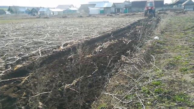 Трактор в деле! Т-25 с плугом! Пашем огород смотреть онлайн