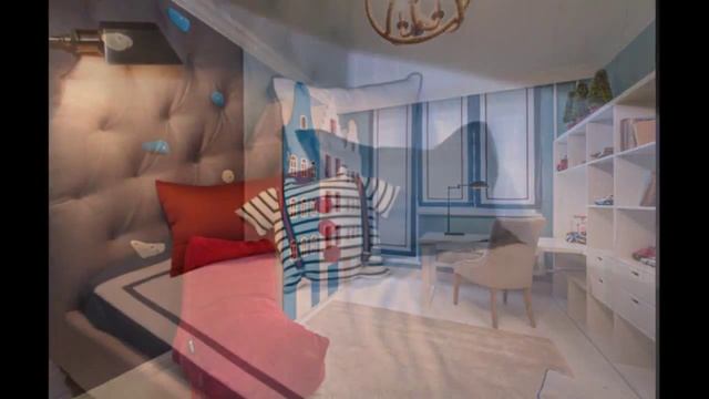 Дизайн-проект морской детской комнаты для двух мальчиков. Интерьер комнаты. смотреть онлайн