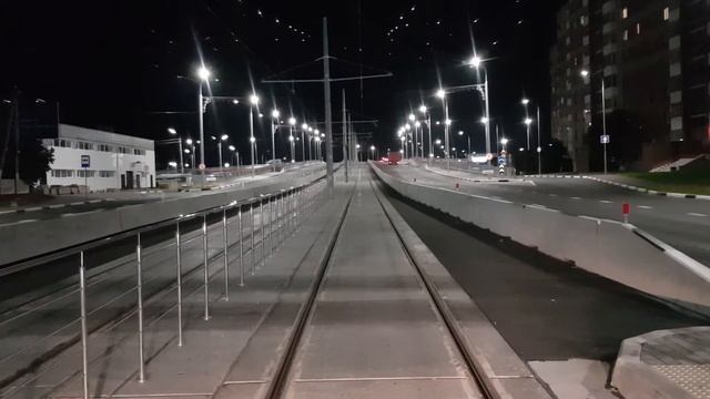 Витебский трамвай. Полоцкий путепровод ночью. 24.08.2020 смотреть онлайн