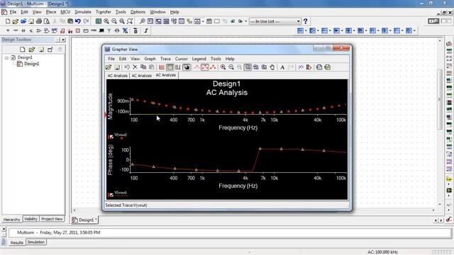 NI Multisim: AC Analysis frequency response смотреть онлайн