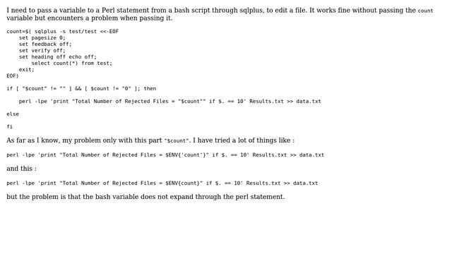 Unix & Linux: Using bash variable in perl command in bash смотреть онлайн