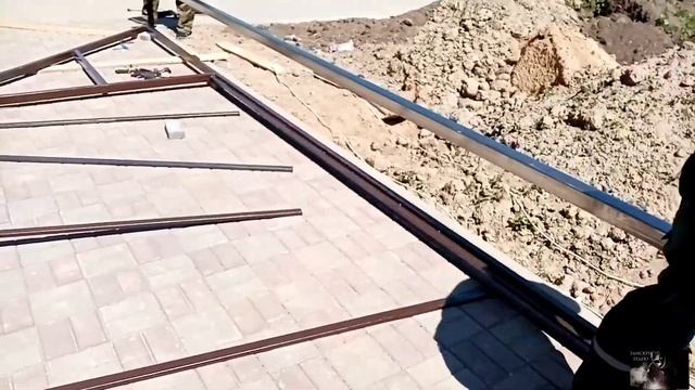 откатные ворота своими руками, изготовление рамы под штакет. смотреть онлайн