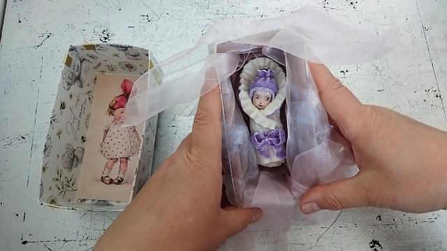 Пеленашка ватная игрушка в подарочной упаковке #ватнаяелочнаяигрушка #ватные игрушки младенцы