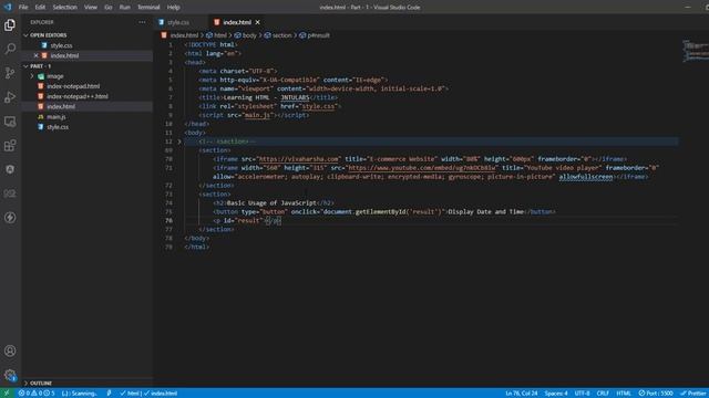 Learning HTML - Iframe, JavaScript and File Paths