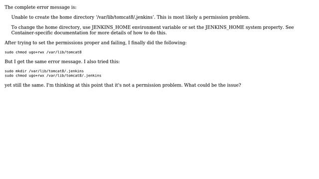 Unix & Linux: Jenkins "Unable to create the home directory" смотреть онлайн