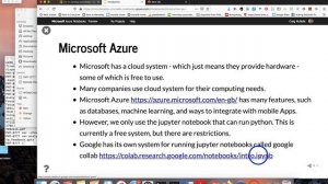 Brief introduction to running Jupyter notebook on the Microsoft cloud.