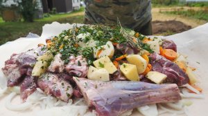 Ворованное мясо барана запеченное в земле. История данного рецепта из интернета в описание под видео
