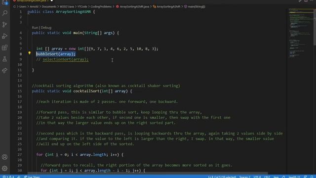 ASMR Coding Lo-Fi | sorting array algorithms (Part 2: cocktail sort). keyboard sounds