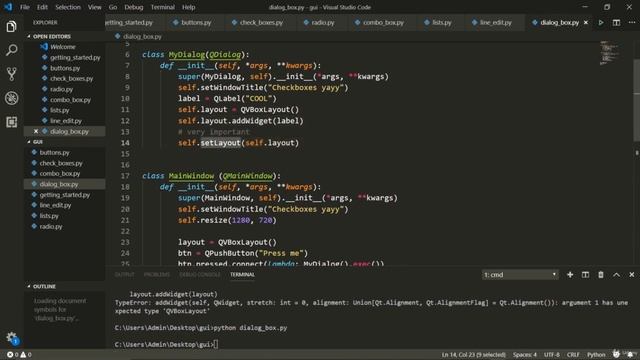Dialog specification in python project || Python Course