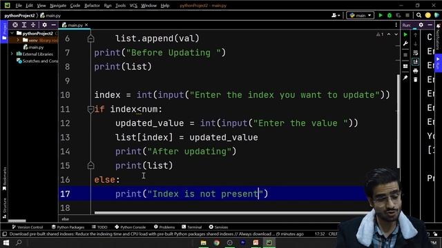 Python List Operations: Input, Output, Update, Insert, and Search #108