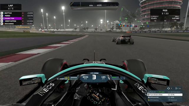 F1 2021 Gameplay | Lewis Hamilton in Mercedes at Bahrain | 5 Lap Race | Formula 1 2021